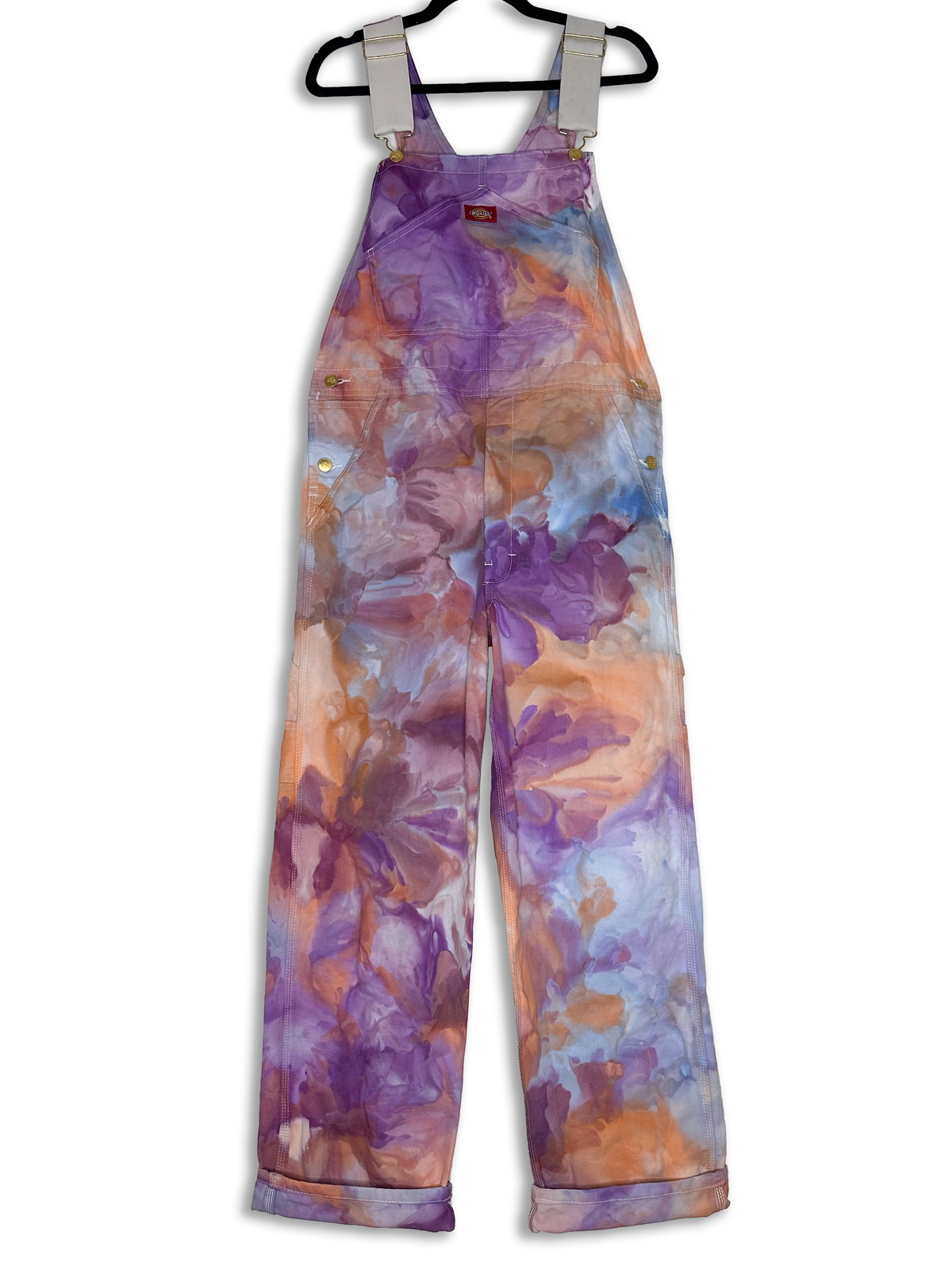 Dickie's online Painter's Bib Overalls Iced Dye Tie Dyed Hearts Purples/Blues