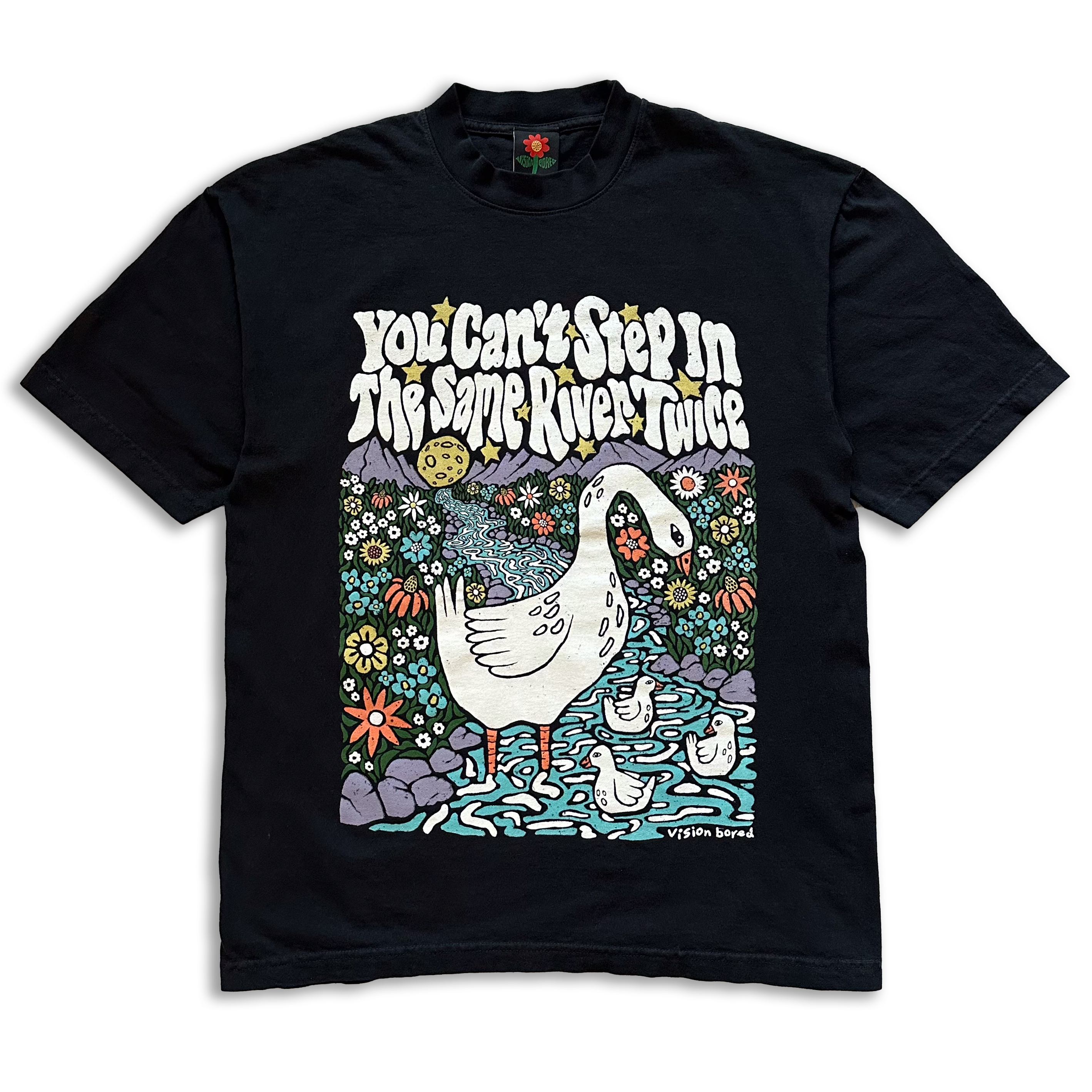 Oversized Fit Tee | Black Printed Cotton Tee | Vision Bored